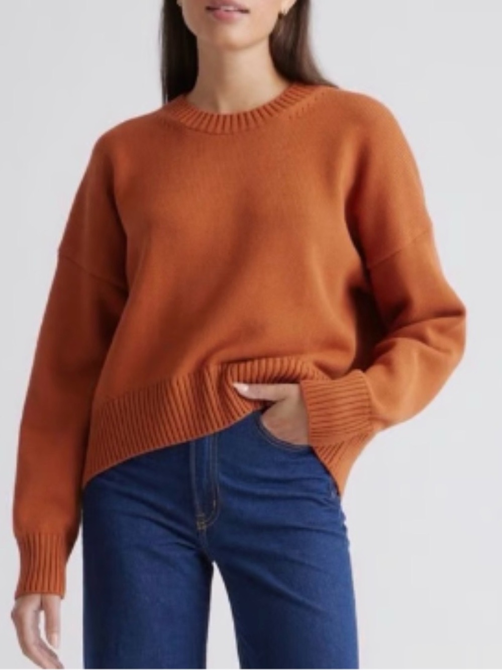 Quince Women’s 100% Organic Cotton Boyfriend Crew Sweater Rust Size Medium